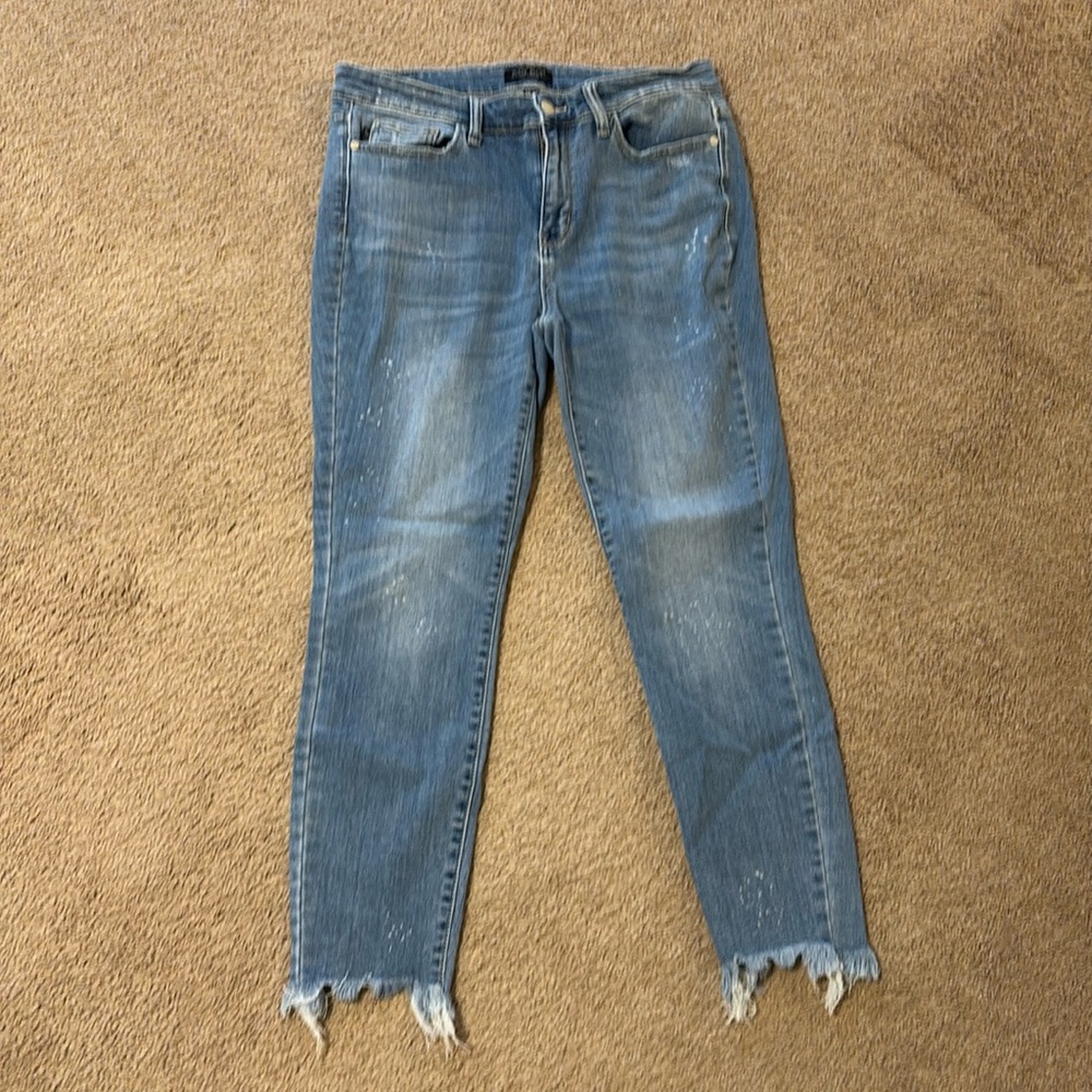 Judy Blue Raw Hem Bleach Splatter Skinny Jeans